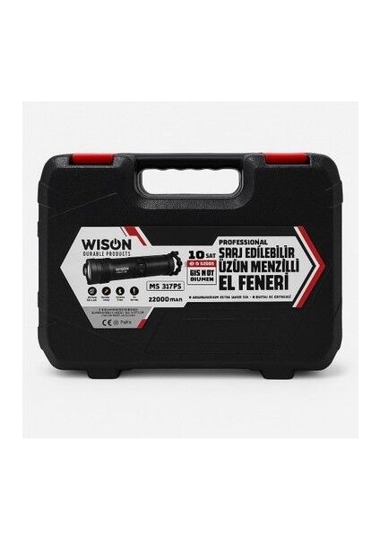 WS-1175 Profesyonel Şarjlı El Feneri | 5500 Lümen – 60W – 22000MAH – 3 Mod – USB Şarj – Uzun Menzil