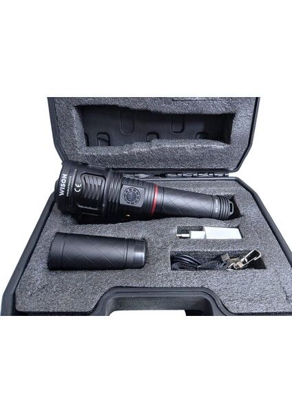 WS-12800 Profesyonel El Feneri | 80W – 8000 Lümen – 24000 Mah – Powerbank Özellikli – Zoomlu – Type-C Şarj – Metal Kasa
