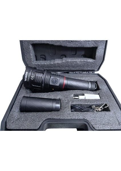 WS-12800 Profesyonel El Feneri | 80W – 8000 Lümen – 24000 Mah – Powerbank Özellikli – Zoomlu – Type-C Şarj – Metal Kasa