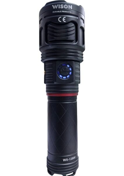 WS-12800 Profesyonel El Feneri | 80W – 8000 Lümen – 24000 Mah – Powerbank Özellikli – Zoomlu – Type-C Şarj – Metal Kasa