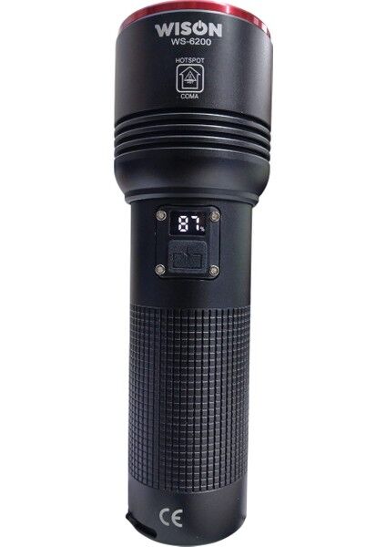 WS-6200 Profesyonel El Feneri | 40W – 4000 Lümen – 6800 Mah – Zoomlu – Type-C Şarj – Dijital Göstergeli – Metal Kasa