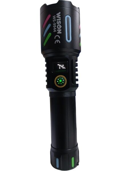 WS-9944 Profesyonel El Feneri | 25W – 2500 Lümen – Zoomlu – Type-C Şarj – Dijital Göstergeli – Fosforlu Metal Kasa