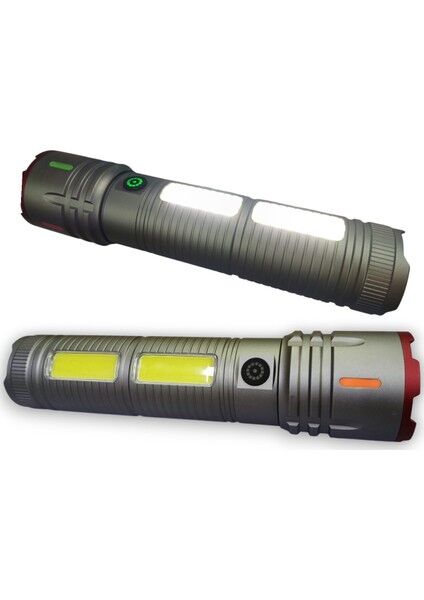 -1470 LED El Feneri | Süper Güçlü Işık – 2 Cob LED – Zoom – Powerbank & Dijital Şarj Göstergesi