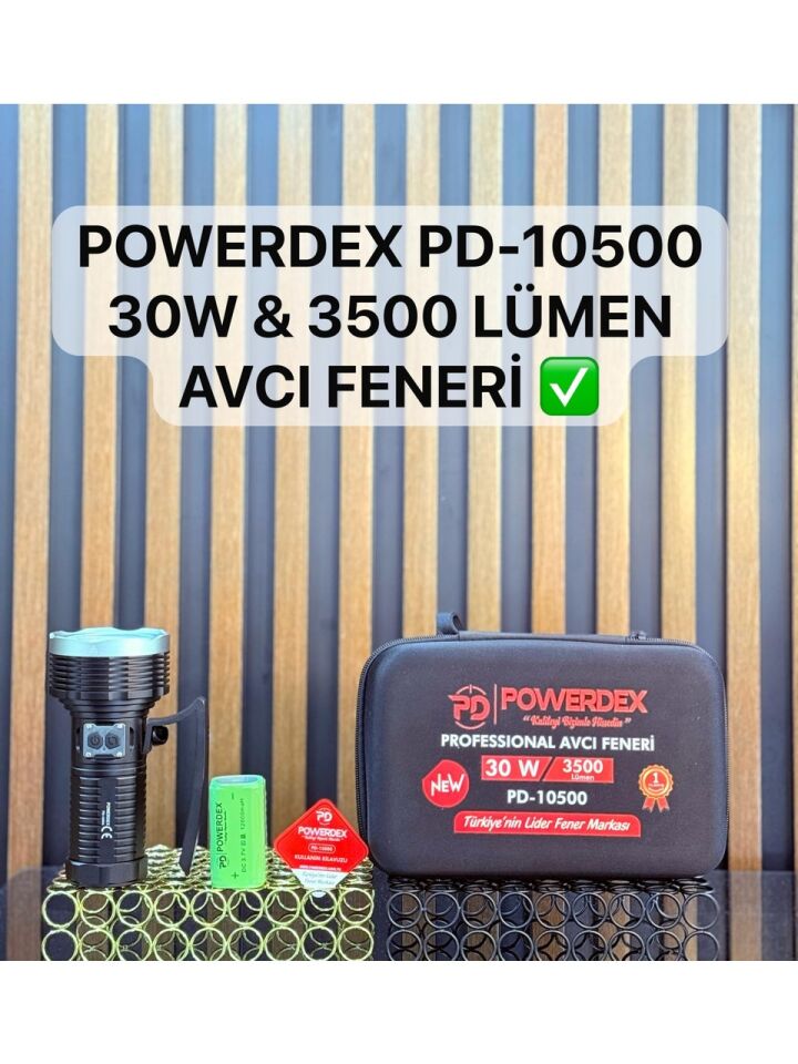 PD-10500 Profesyonel Avcı Feneri | 30W, 3500 Lümen, Su Geçirmez, Yedek Parça + Aparatlar Dahil