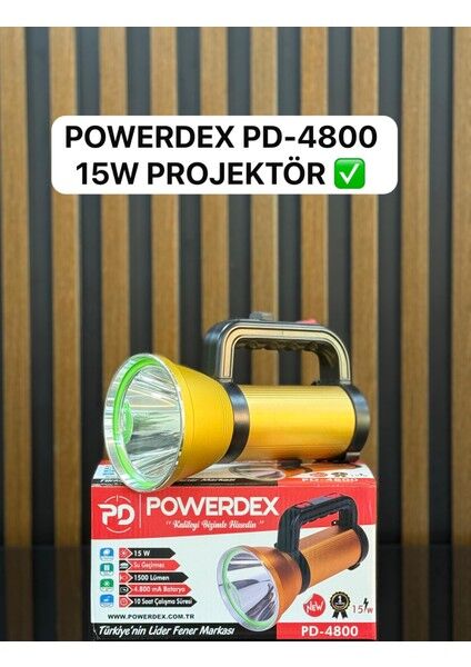 PD-4800 | 15W Güçlü Şarjlı Projektör – 1500 Lümen – 4800 Mah – Suya Dayanıklı