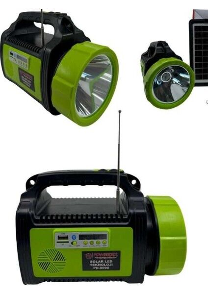 PD-9090 50W Güneş Enerjili Şarj Radyolu Avcı Kamp Feneri