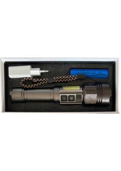 GP-282 Profesyonel Şarjlı El Feneri | 100W – 11 Mod – Zoom – Type-C Şarj
