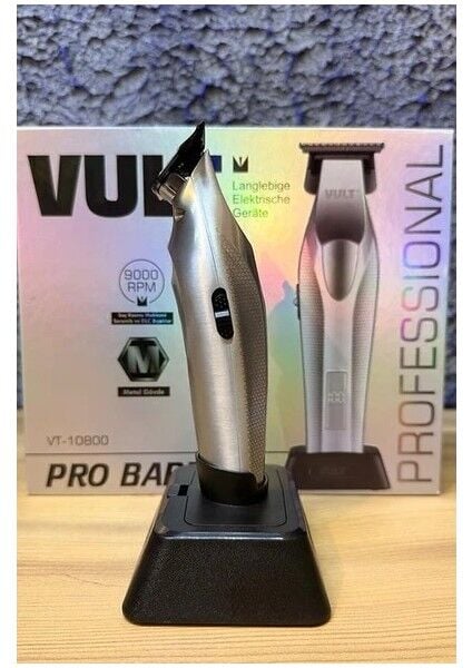 VT-10800 | Profesyonel Saç & Sakal Tıraş Makinesi – Full Metal Gövde – Kablosuz – LED Göstergeli – 5 Tarak