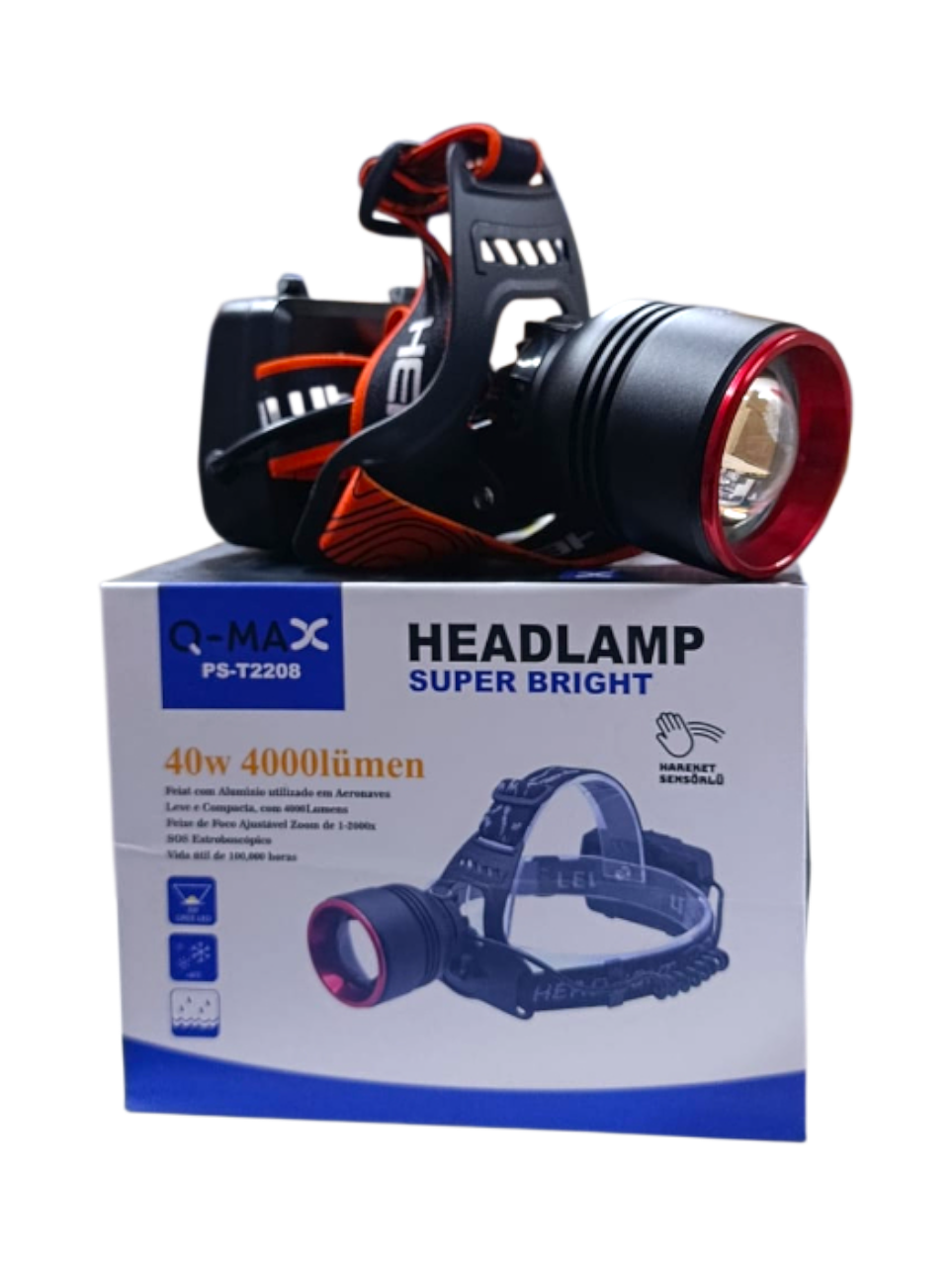 T2208 Profesyonel Hareket Sensörlü Kafa Lambası | 40W – 4000 Lümen – 11400 Mah – Metal Kasa – Powerbank – Type-C Şarjlı