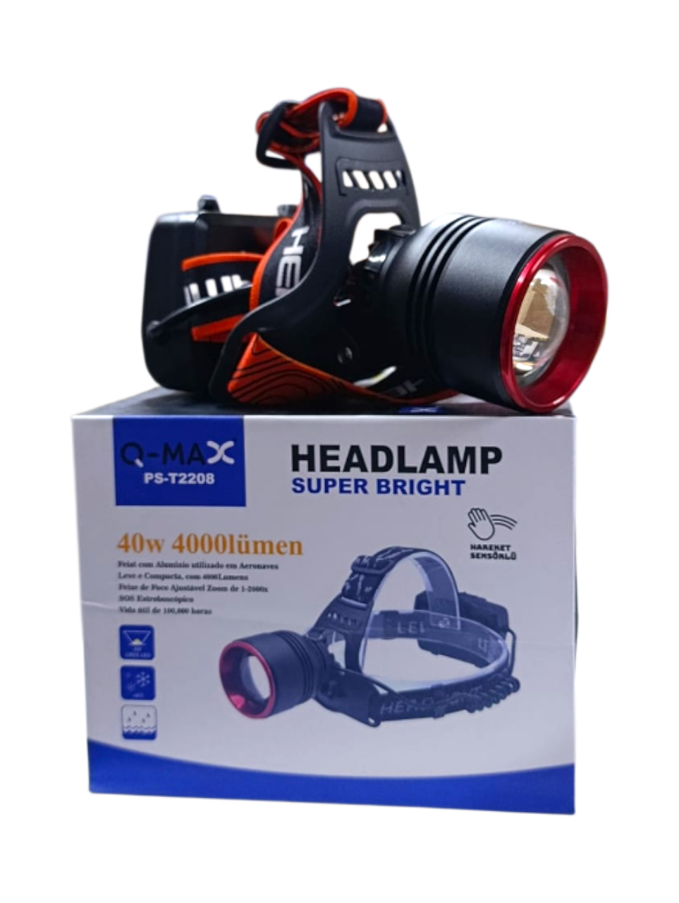 T2208 Profesyonel Hareket Sensörlü Kafa Lambası | 40W – 4000 Lümen – 11400 Mah – Metal Kasa – Powerbank – Type-C Şarjlı