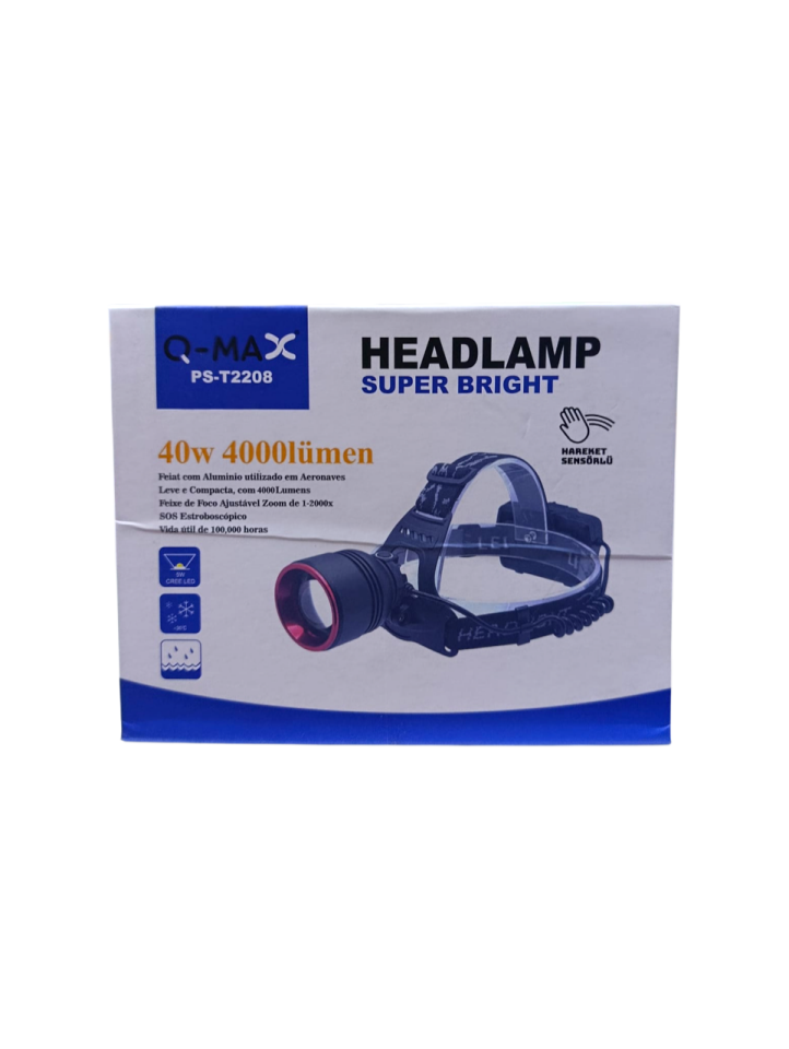 T2208 Profesyonel Hareket Sensörlü Kafa Lambası | 40W – 4000 Lümen – 11400 Mah – Metal Kasa – Powerbank – Type-C Şarjlı