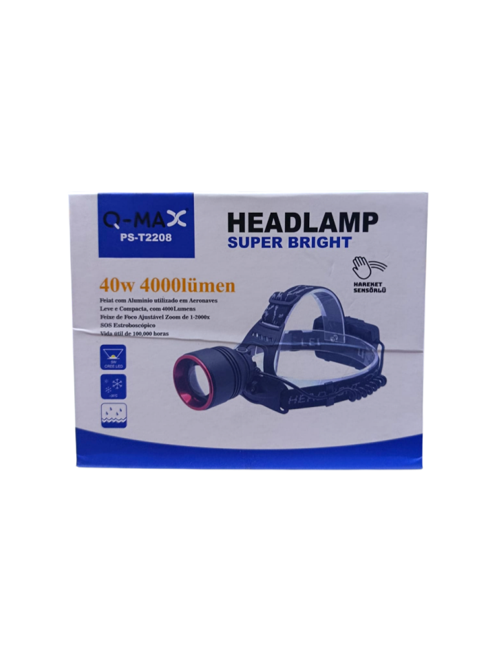 T2208 Profesyonel Hareket Sensörlü Kafa Lambası | 40W – 4000 Lümen – 11400 Mah – Metal Kasa – Powerbank – Type-C Şarjlı