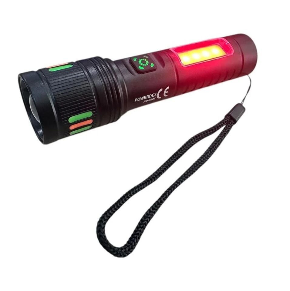PD-3007 Profesyonel El Feneri | 10W – 1000 Lümen – 4000 Mah – Zoomlu – Metal Kasa – Type-C Şarjlı