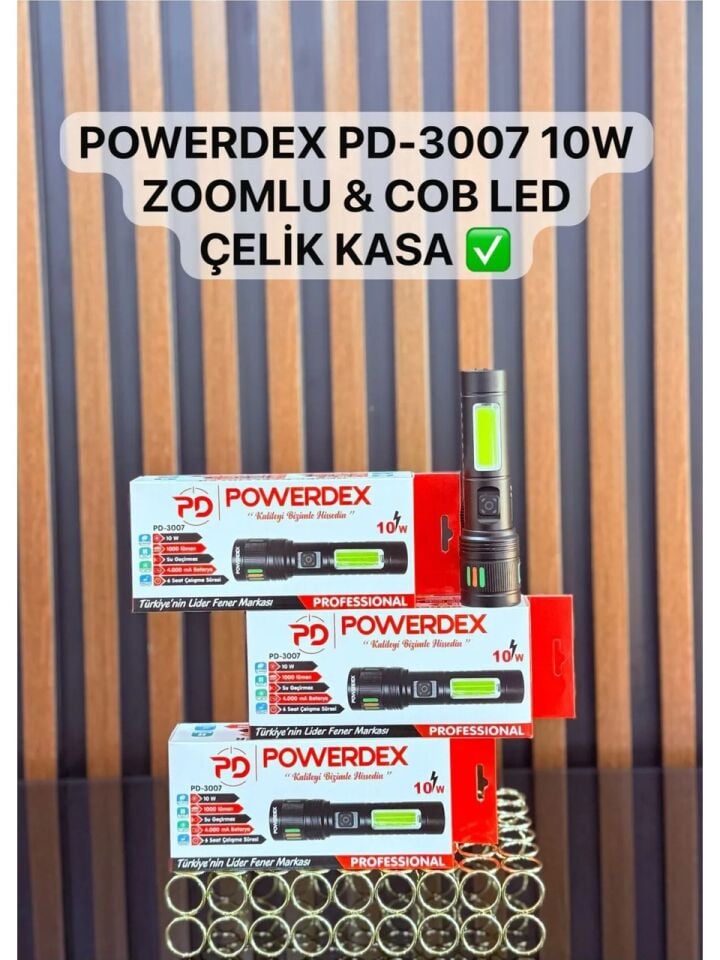 PD-3007 Profesyonel El Feneri | 10W – 1000 Lümen – 4000 Mah – Zoomlu – Metal Kasa – Type-C Şarjlı