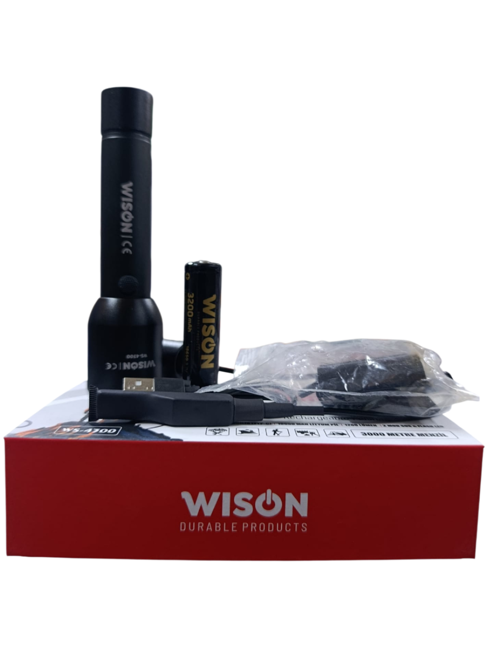 WS-4300 Profesyonel El & Tüfek Feneri | 1200 Lümen – Metal Kasa – Zoomlu – Type-C Şarjlı