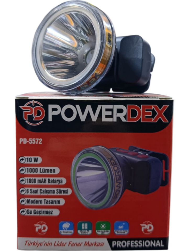 PD-5572 Profesyonel Su Geçirmez Kafa Lambası | 10W – 1000 Lümen – 1800 Mah – Su Altında Çalışma – Type-C Şarjlı
