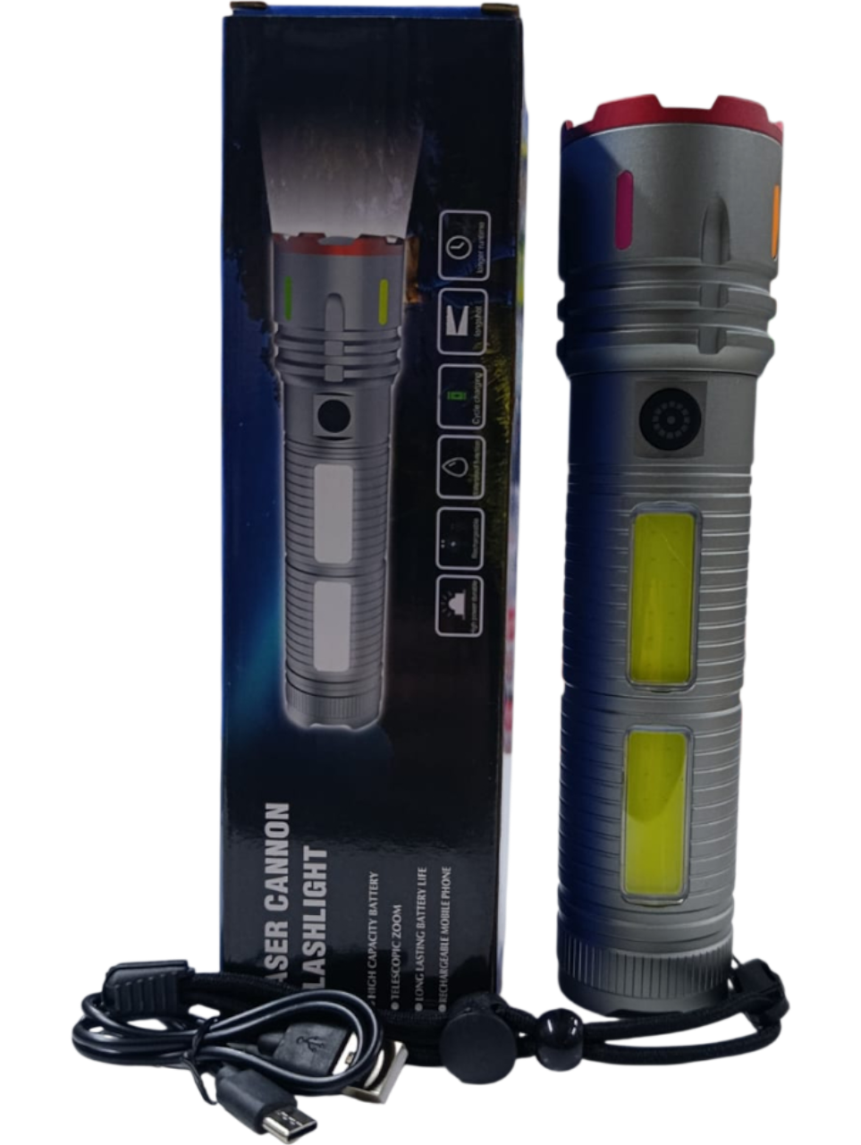 GK-5000 Profesyonel El Feneri | 25W – 2500 Lümen – Güçlü Cob Light – Powerbank Özellikli – Dijital Göstergeli – Zoomlu – Type-C