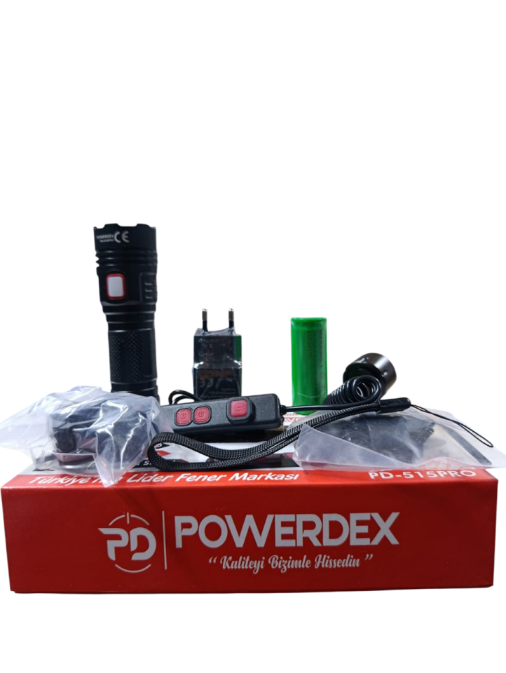 PD-515-PRO Profesyonel El & Tüfek Feneri | 20W – 1200 Lümen – 6000 Mah – Type-C Şarjlı