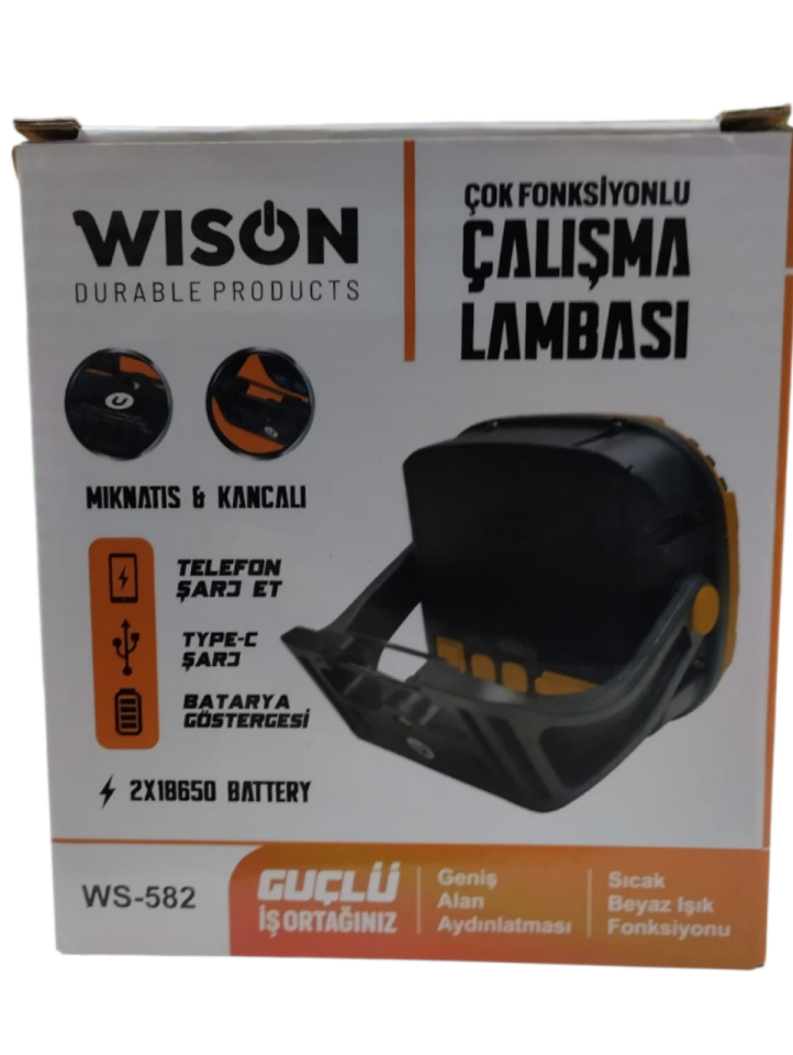 WISON WS-582 Profesyonel Çalışma Lambası | 6400 Mah | 3 Işık Modu | Powerbank Özellikli | Manyetik & Ayaklı