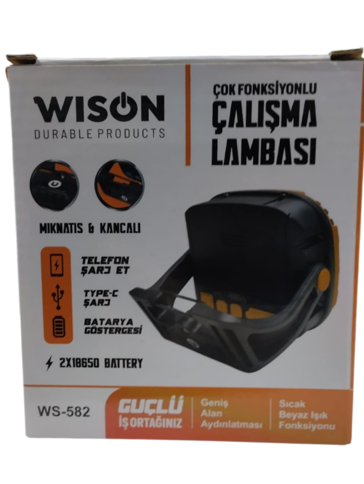 WISON WS-582 Profesyonel Çalışma Lambası | 6400 Mah | 3 Işık Modu | Powerbank Özellikli | Manyetik & Ayaklı