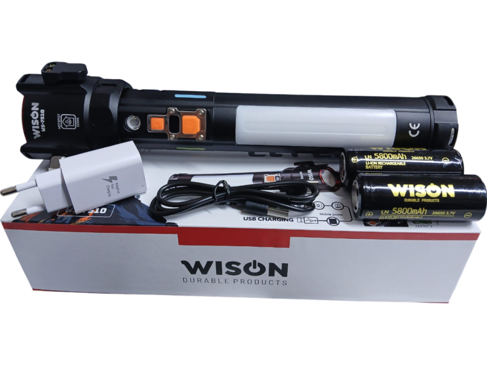 WS-7510 Profesyonel Acil Durum El Feneri | 40W – 4000 Lümen – 10.000 Mah – Cam Kırıcılı, Kemer Kesmeli & Çakmak Özellikli