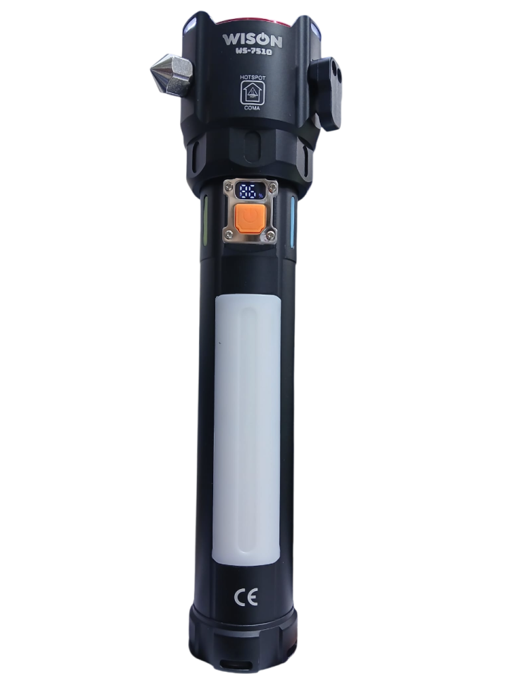 WS-7510 Profesyonel Acil Durum El Feneri | 40W – 4000 Lümen – 10.000 Mah – Cam Kırıcılı, Kemer Kesmeli & Çakmak Özellikli