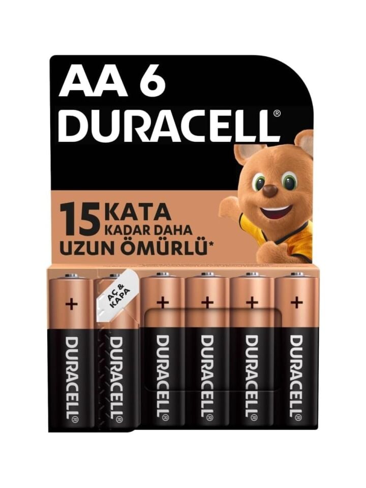 Alkalin AA Kalem Pil, 1,5 V LR6/MN1500, 6'lı paket