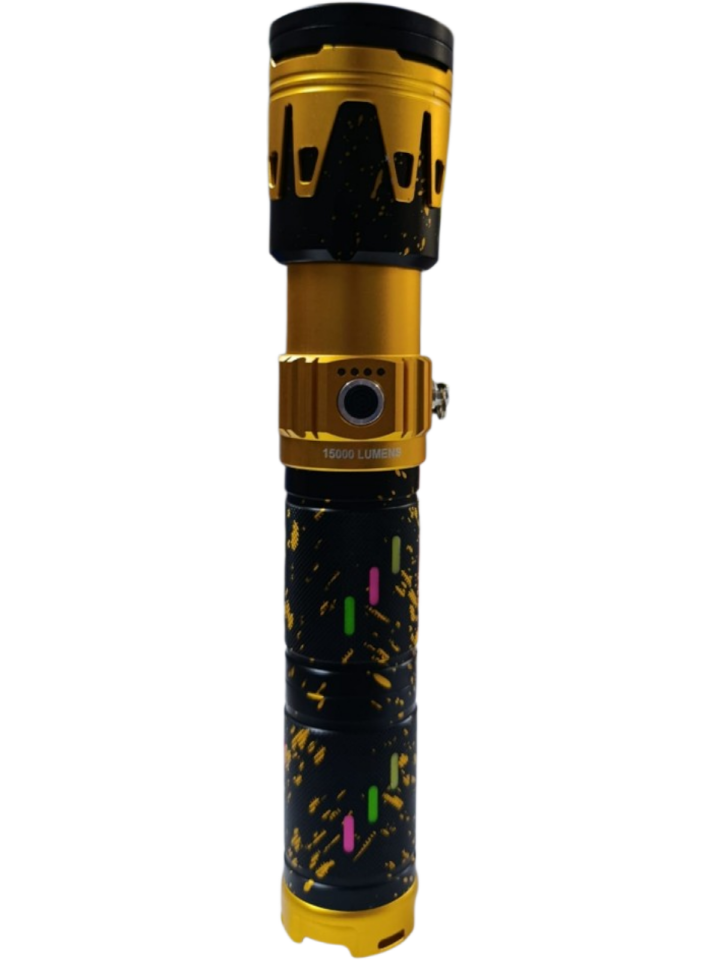 Gold Kama GK-6000 Profesyonel Yakıcı Özellikli El Feneri | 15000 Lümen – 15600 mAh – Çift Batarya – Zoomlu – Metal Kasa – Powerbank – Type-C Şarjlı