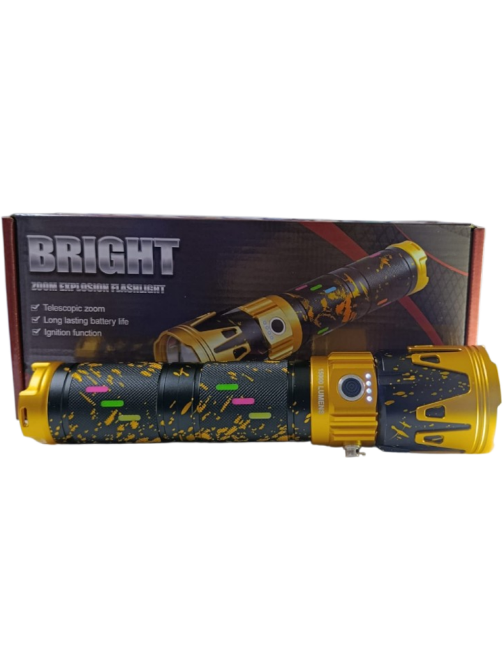 Gold Kama GK-6000 Profesyonel Yakıcı Özellikli El Feneri | 15000 Lümen – 15600 mAh – Çift Batarya – Zoomlu – Metal Kasa – Powerbank – Type-C Şarjlı