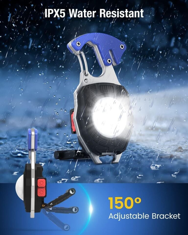 Çok Fonksiyonlu Kamp Feneri USB Şarjlı Çakmaklı Anahtarlık Mıknatıslı Acil Durum El Feneri