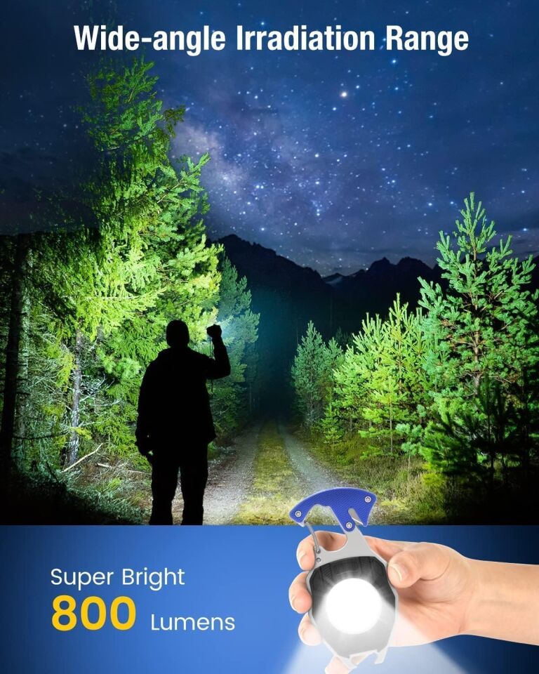 Çok Fonksiyonlu Kamp Feneri USB Şarjlı Çakmaklı Anahtarlık Mıknatıslı Acil Durum El Feneri