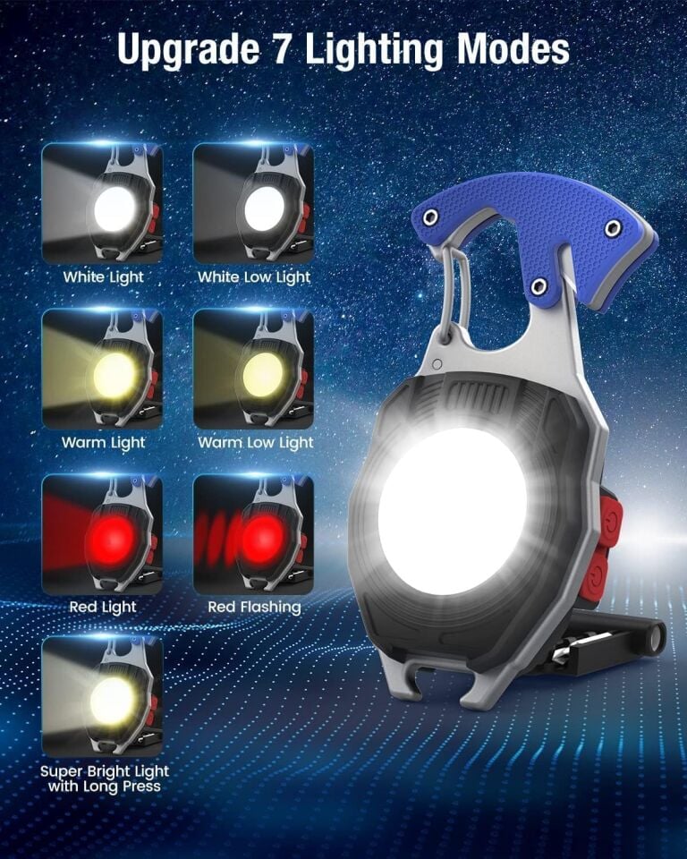 Çok Fonksiyonlu Kamp Feneri USB Şarjlı Çakmaklı Anahtarlık Mıknatıslı Acil Durum El Feneri