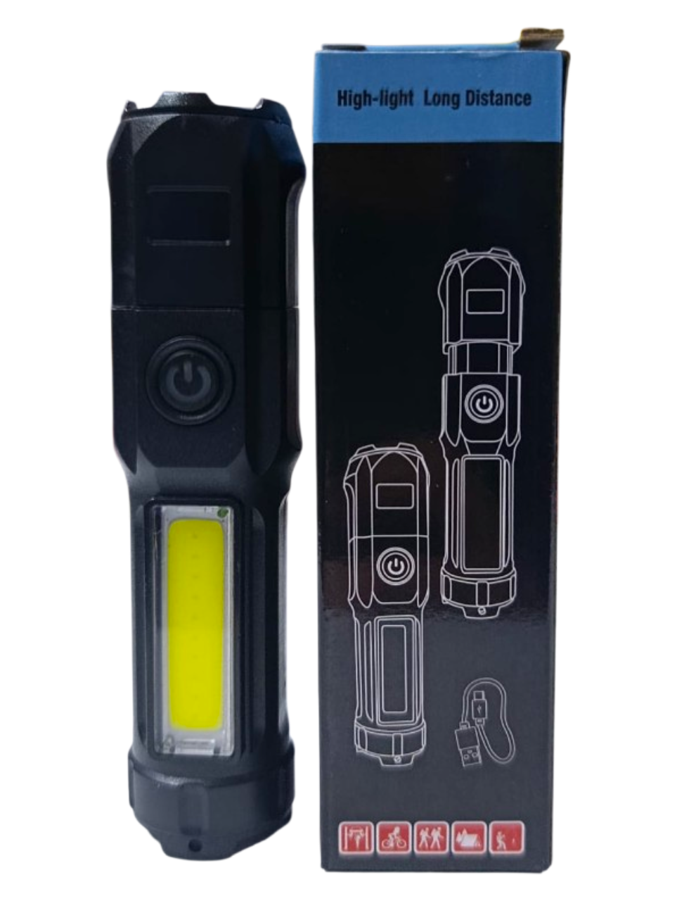 GK-100 Profesyonel El Feneri | 5W – Cob LED – Zoomlu – Ergonomik Tasarım – Micro-Usb Şarjlı