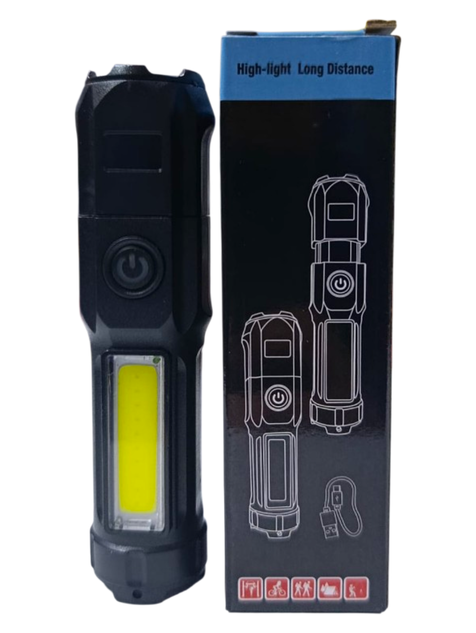 GK-100 Profesyonel El Feneri | 5W – Cob LED – Zoomlu – Ergonomik Tasarım – Micro-Usb Şarjlı