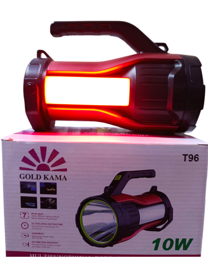 T-96 Profesyonel El Feneri | 10W – 7 Fonksiyonlu – 20000 mAh – Solar – Powerbank Özellikli