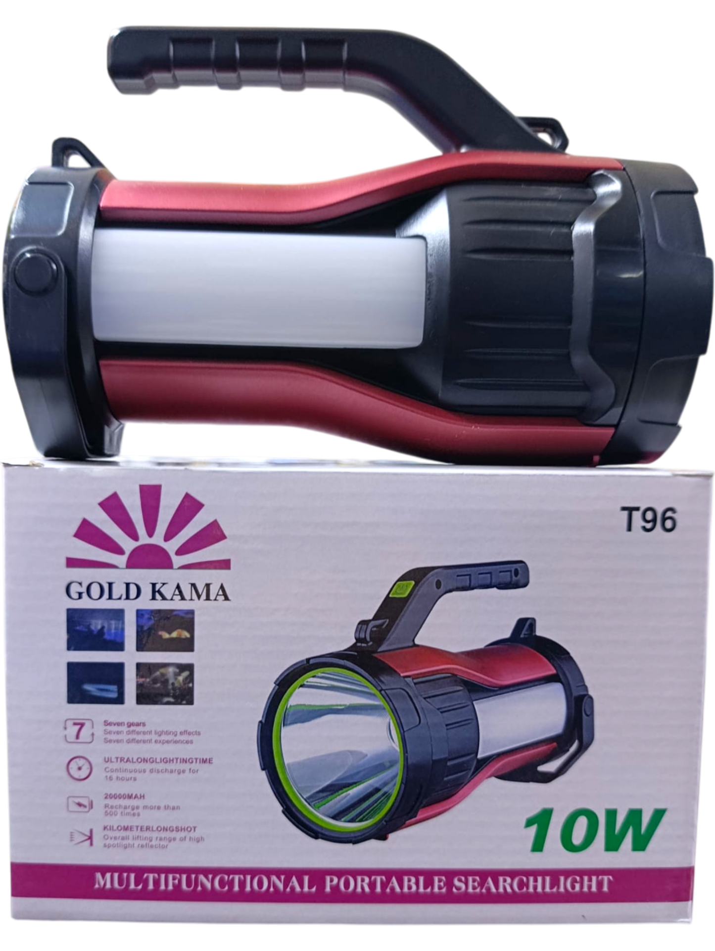 T-96 Profesyonel El Feneri | 10W – 7 Fonksiyonlu – 20000 mAh – Solar – Powerbank Özellikli