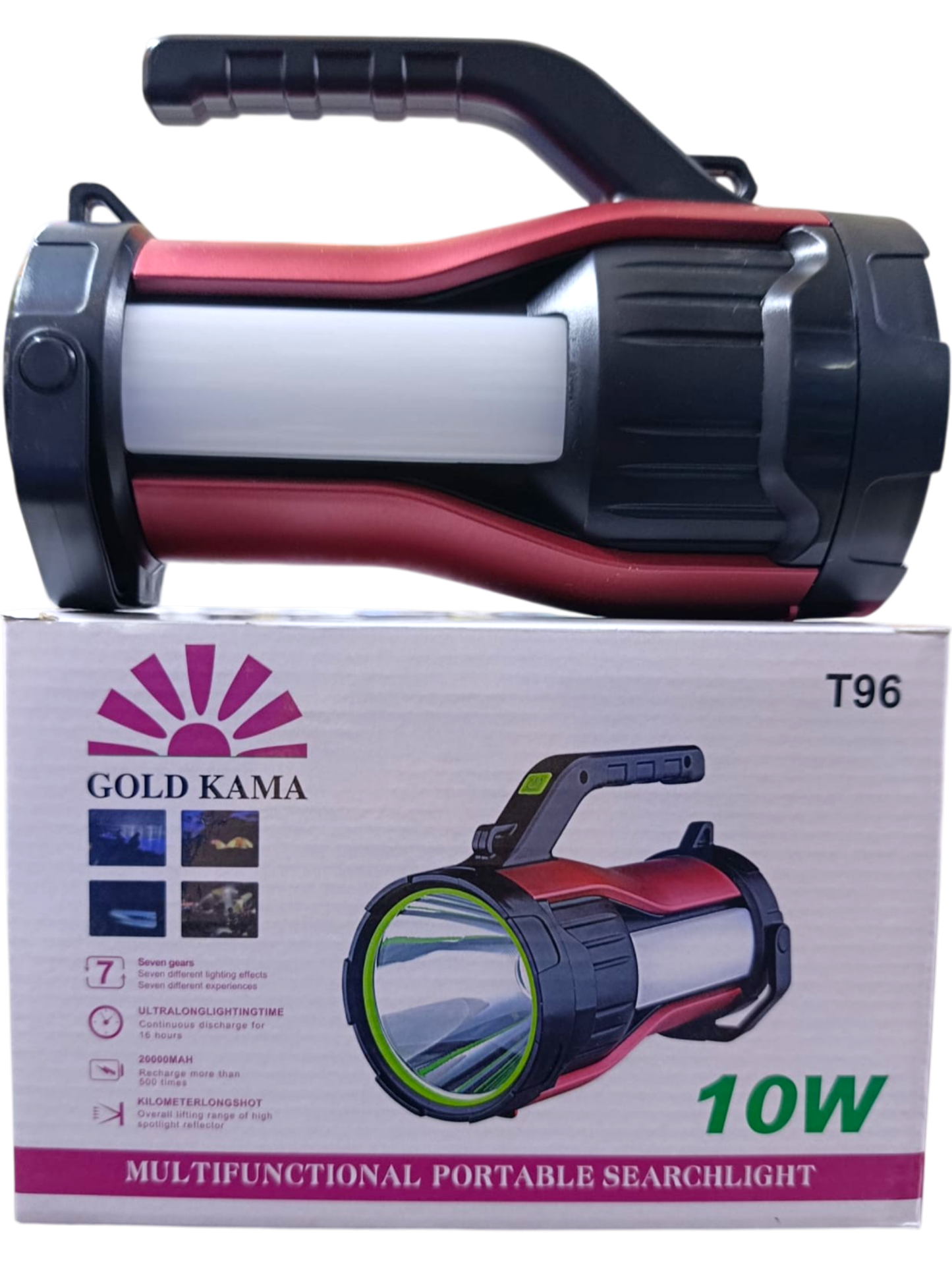 T-96 Profesyonel El Feneri | 10W – 7 Fonksiyonlu – 20000 mAh – Solar – Powerbank Özellikli