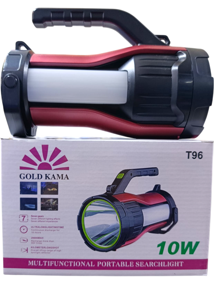 T-96 Profesyonel El Feneri | 10W – 7 Fonksiyonlu – 20000 mAh – Solar – Powerbank Özellikli