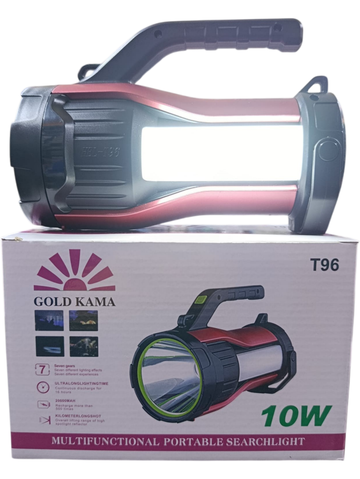 T-96 Profesyonel El Feneri | 10W – 7 Fonksiyonlu – 20000 mAh – Solar – Powerbank Özellikli