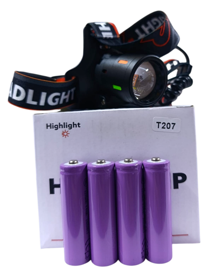 T207 Profesyonel Kafa Lambası | Zoomlu – Metal Kafa – 4800 mAh – Type-C Şarjlı – Yedek Bataryalı