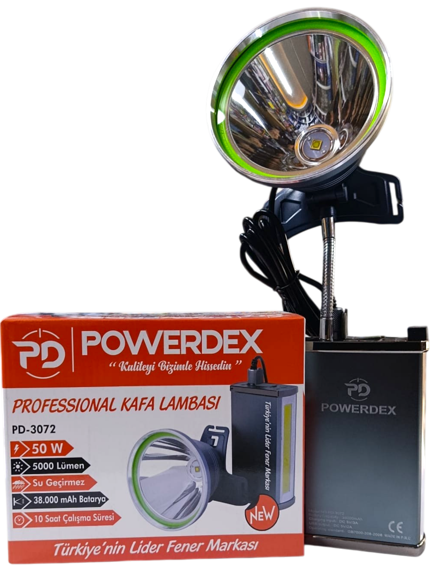 PD-3072 Profesyonel Kafa Lambası | 50W – 5000 Lümen – 38.000 mAh – Powerbank Özellikli – Çok Fonksiyonlu