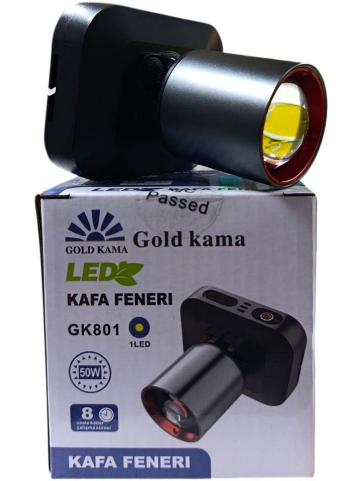 GK-801 Profesyonel Kafa Lambası | 50W – 5000 Lümen – 5200 mAh – Zoomlu – Type-C Şarjlı