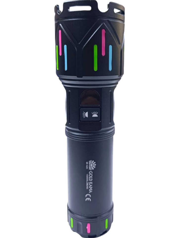 Gold Kama GK-G30 Profesyonel El Feneri | 150W – 15000 Lümen – 32000 mAh – Zoomlu – Çift COB LED – Powerbank Özellikli – Type-C Şarj