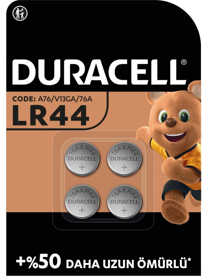 LR44 Alkalin Düğme Pil 1,5V (76A / A76 / V13GA) 4'lü Paket