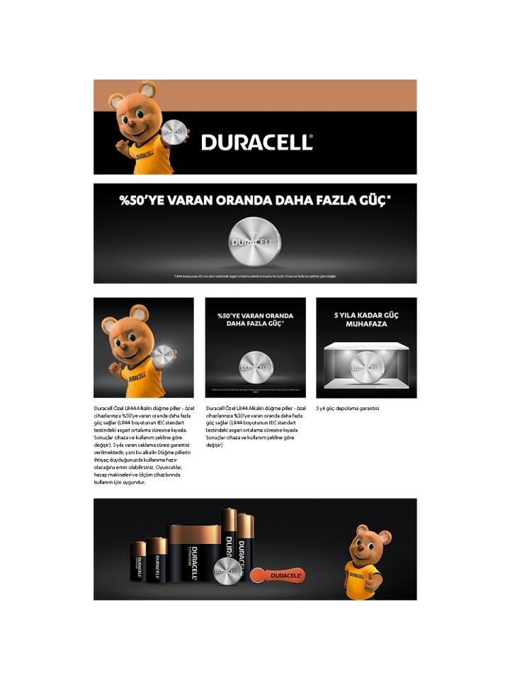 LR44 Alkalin Düğme Pil 1,5V (76A / A76 / V13GA) 4'lü Paket
