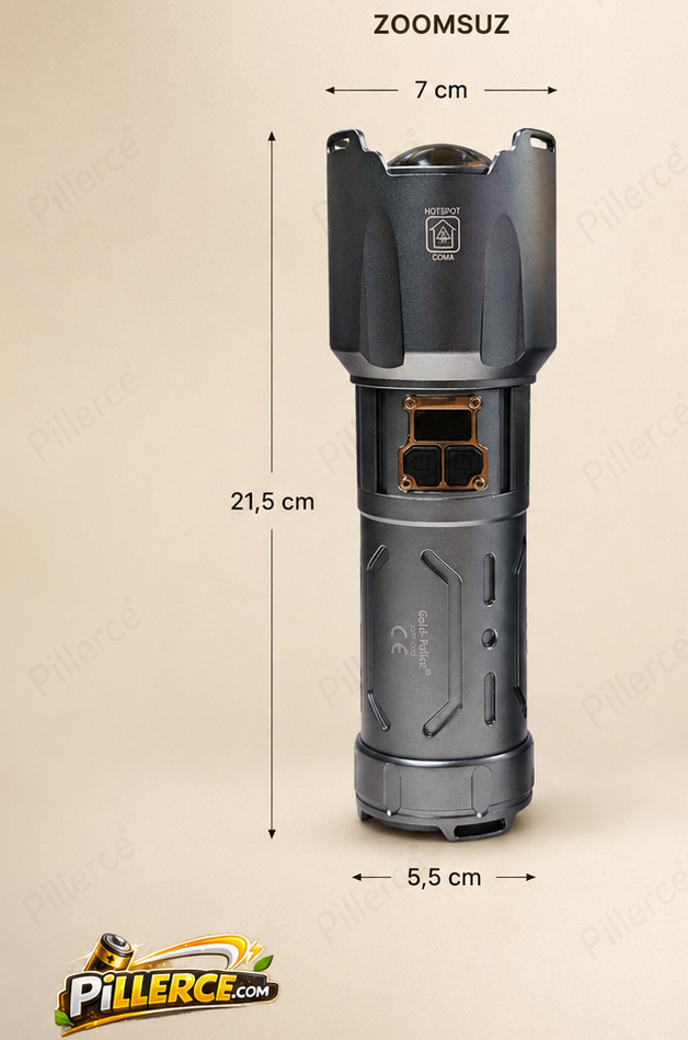 Gold Police GP-293 Profesyonel El Feneri | 250W – 25.000 Lümen – 35.600 mAh – Zoomlu – Type-C Hızlı Şarj – Powerbank Özellikli