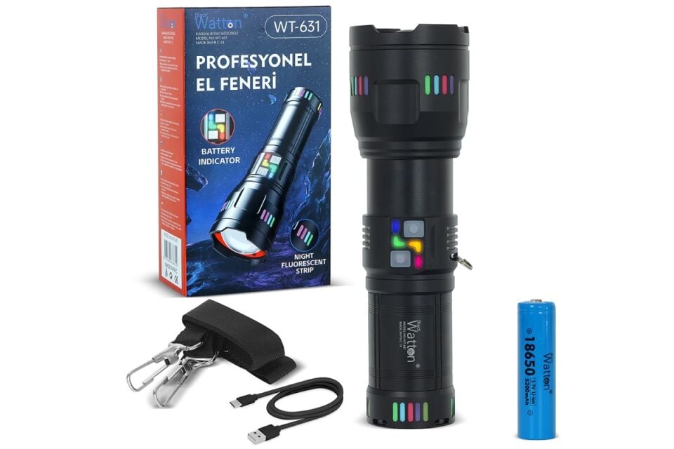 WT-631 30000 Lümen Profesyonel El Feneri Yüksek Performanslı Güçlü LED Aydınlatma