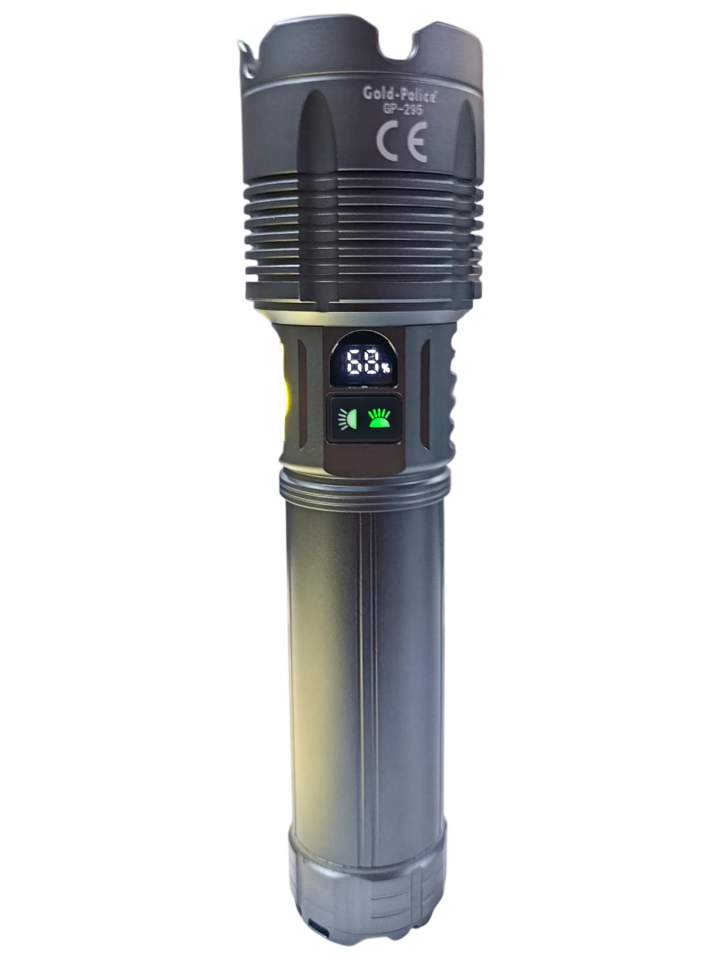 Gold Police GP-295 Profesyonel El Feneri | 300W – 30.000 Lümen – 36.800 mAh – Zoomlu – Type-C Hızlı Şarj