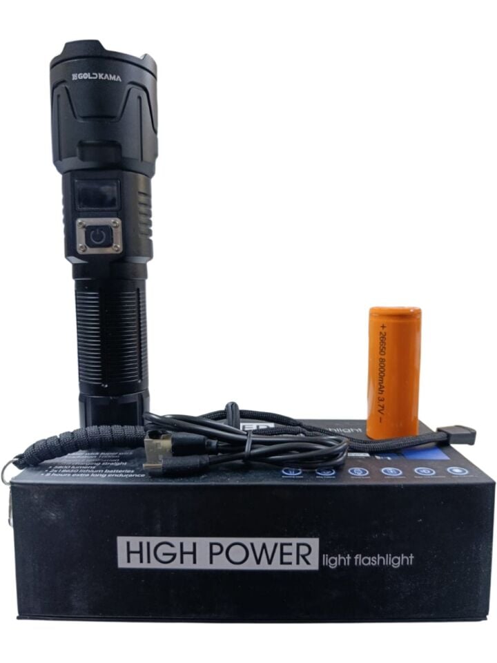 Gold Kama GK-4500 Profesyonel El Feneri | 15W – 1500 Lümen – 8000 Mah – Powerbank – Zoomlu – Type-C Şarjlı