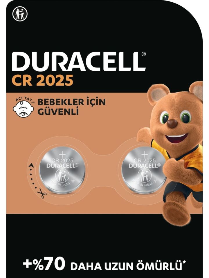 Duracell CR2025 Düğme Pil 3V 2'li Paket